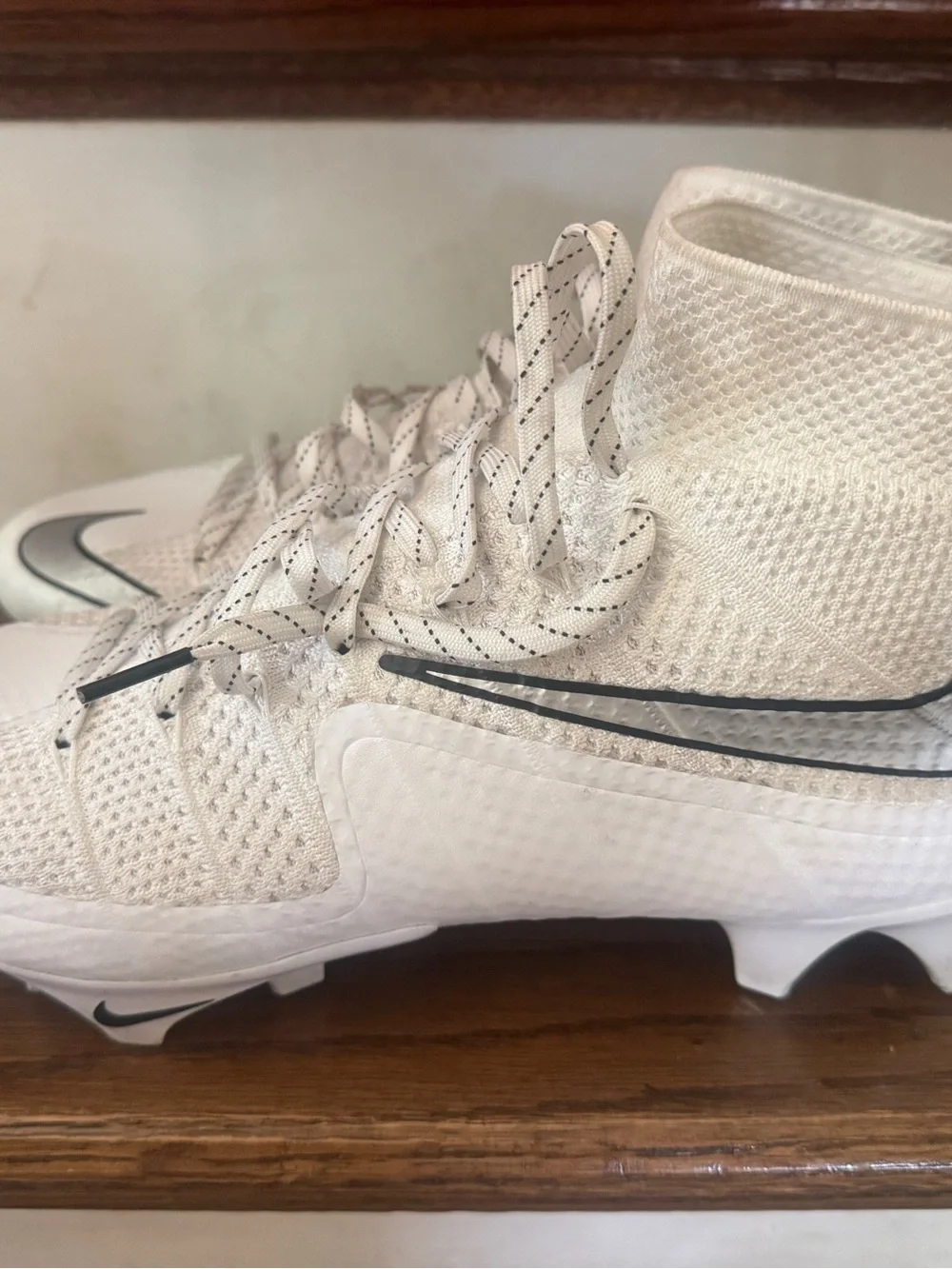 Nike Vapor Edge 360 Men’s White and Black High-Top Football Cleats
